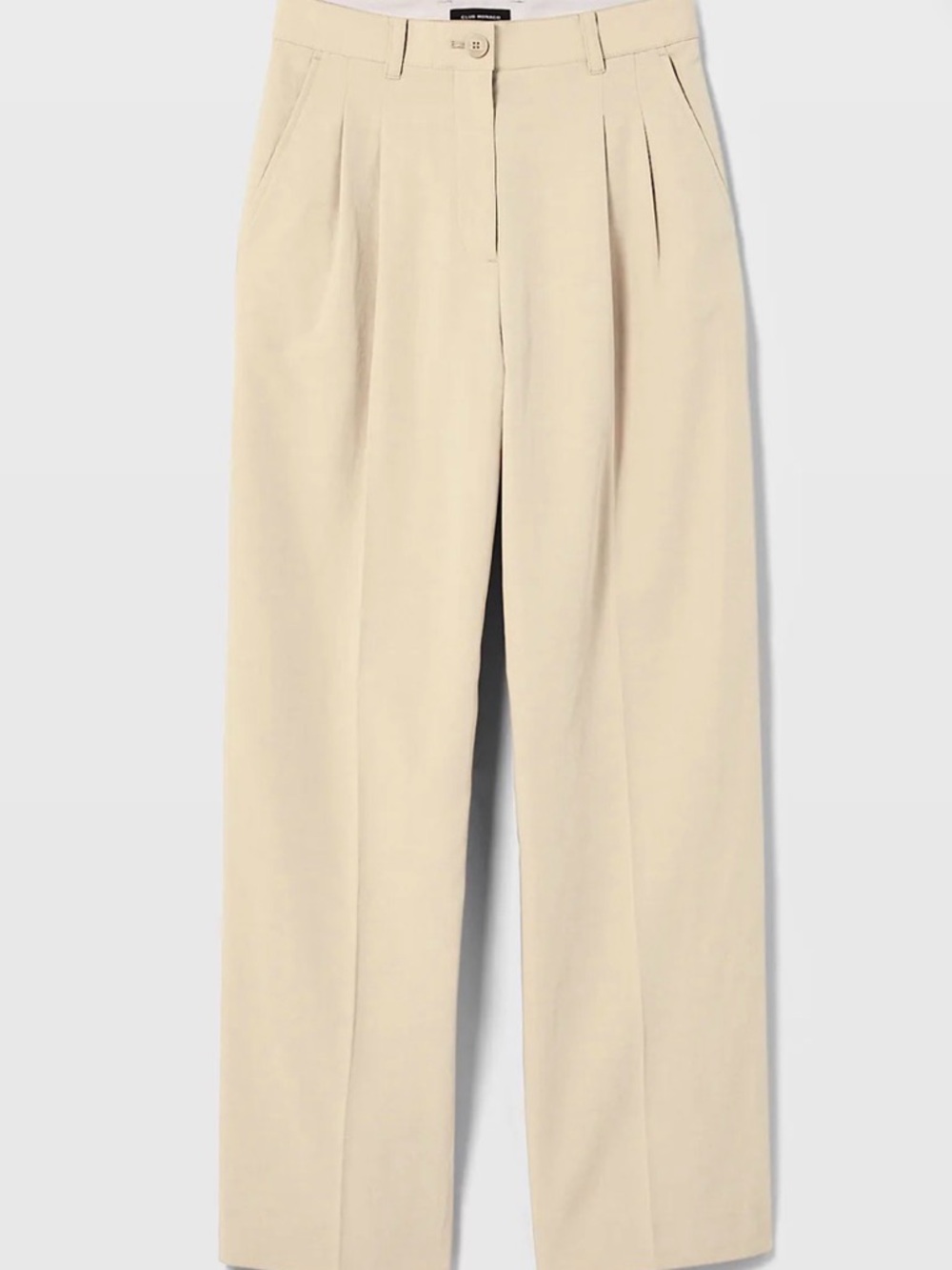 NEW Beige CLUB MONACO High Rise Wide-Leg Pleated Trouser Pants 6 NWT
